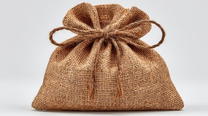 Rustic burlap bag filled with goodies, perfect for gift wrapping, holiday decor, party favors, or charming rustic presentation in various settings and events