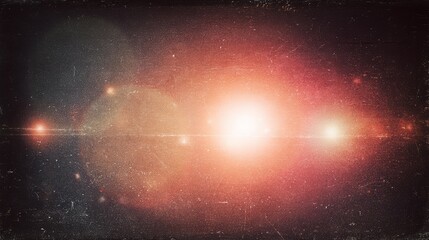 Abstract cosmic landscape featuring a galaxy with bright glowing lights and a textured vintage appearance, perfect for science fiction and space-themed design projects.