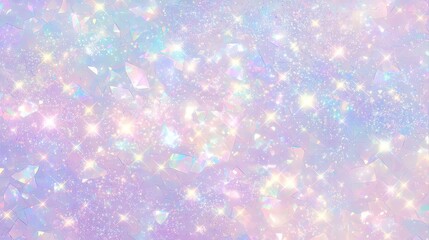 きらめく粒子と結晶が舞う幻想的な宇宙背景