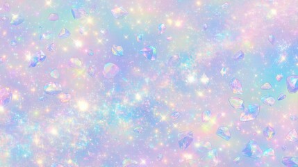 パステルカラーに輝くクリスタル宇宙の抽象背景
