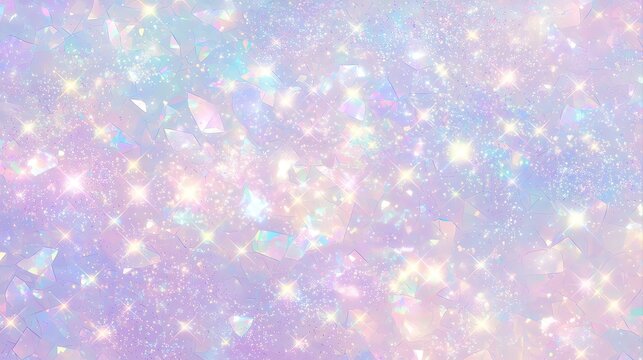 きらめく粒子と結晶が舞う幻想的な宇宙背景