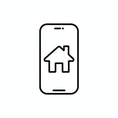 Single outline style mobile app home icon, clean and simple graphic for user interface navigation