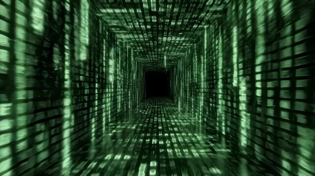 Abstract Data Blocks Forming a Corridor, Streaming Inside