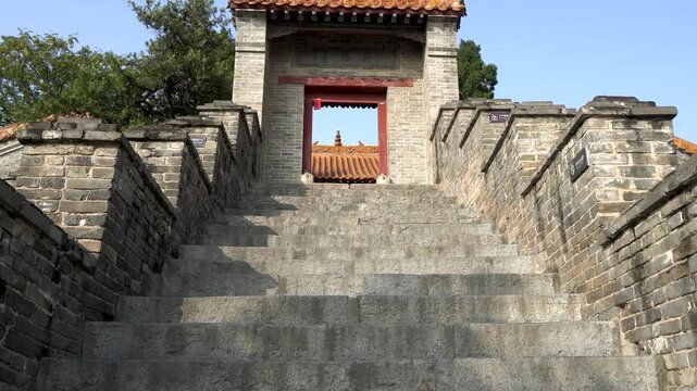 Taiqing Palace Ruins (Laojun Terrace) of Mingdao Temple in Luyi County, Zhoukou City, Henan Province. It was built to commemorate Laozi's preaching and teaching. 
