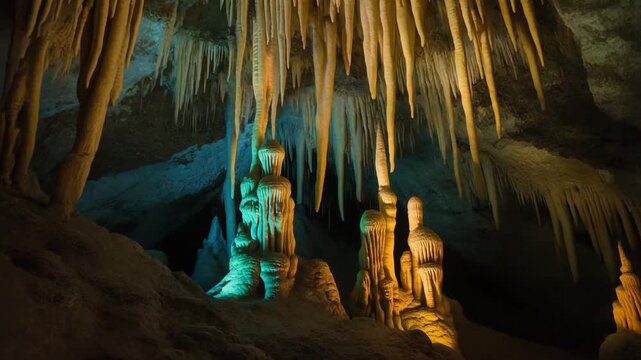 Stalactites and Stalagmites in Cave Formation.