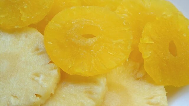 Candied pineapple on a plate.