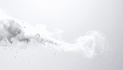 Abstract, ethereal white substance flowing against a neutral background with sparkles