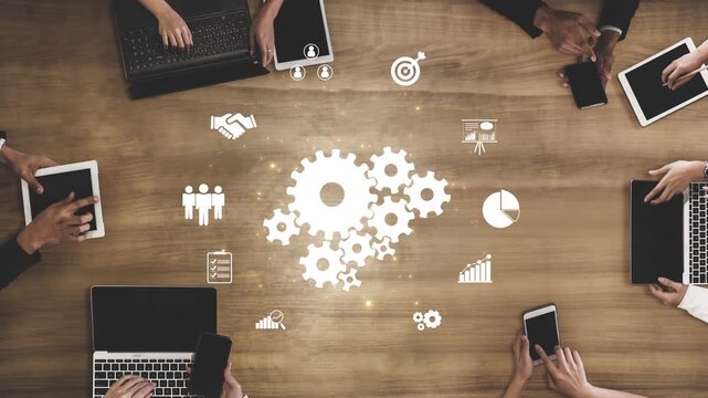 Teamwork and collaboration, group productivity, communication strategies, joint goals, and collaborative success through strong team dynamics and shared business vision. Muxer