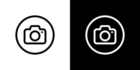 丸にカメラのシンプルアイコン（ベクター） © hamo