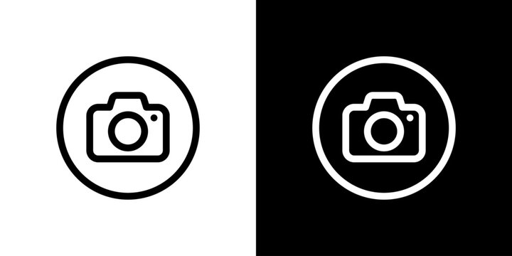丸にカメラのシンプルアイコン（ベクター）