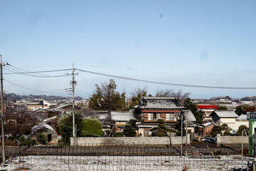 Naklejka premium Snow-covered rural village in Japan during winter