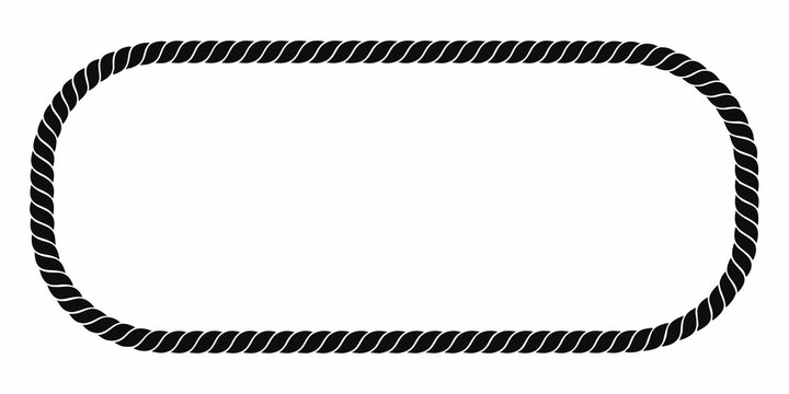 A black rope forming an oval frame against a white background