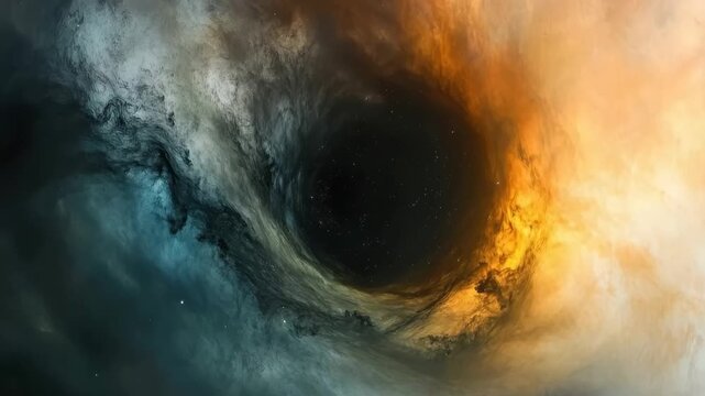 Black Hole's Mystical Realm: An evocative visual of a swirling cosmic phenomenon, capturing the enigmatic beauty of a black hole, with light and shadow interplaying in a celestial dance.