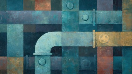 工業設備を連想させるパイプの抽象デザイン背景