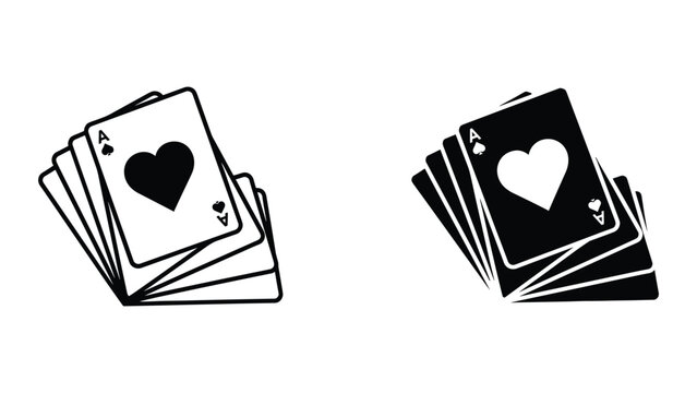 Black and white illustration of playing cards