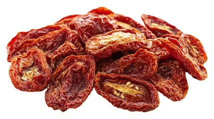 Obraz premium Heap of flavorful sun dried tomatoes on transparent background for healthy eating