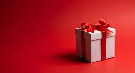 Obraz premium Beautiful gift box for mom on mothers day with red ribbon and bow