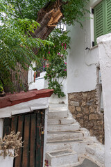 Narrow streets of Anafiotika area in ancient Athens
