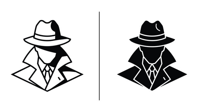 Mysterious man in hat and coat illustration