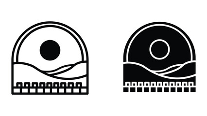 Black and white abstract dome shapes with wavy lines © Jahidul