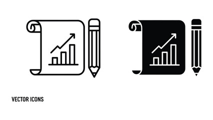 Vector icons representing business growth and analysis
