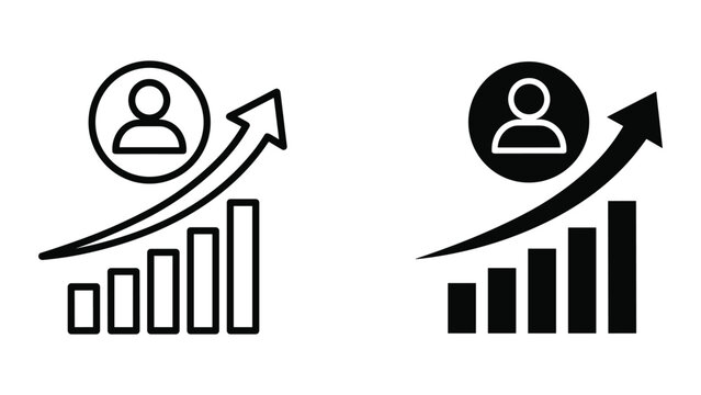 Business growth graph with user icon and arrow