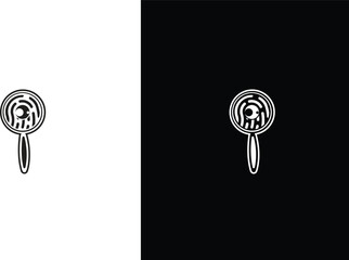icons Magnifying glass over fingerprint symbol of investigation and identity simple vector illustration for security and law concepts