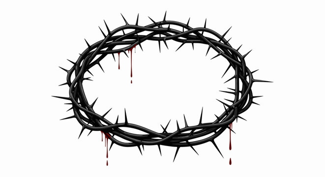 Oval Crown of Thorns with Blood Drops Illustration