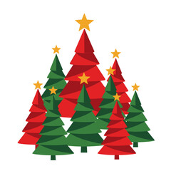 Fototapeta premium Row of stylized Christmas trees for festive design