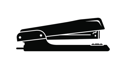 A stark black silhouette depicts a classic office stapler showcasing its functional design and simple form silhouette high quality professional detailed