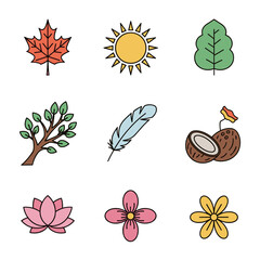 Minimalist Nature and Botanical Line Icon Set