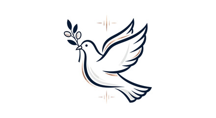 Obraz premium Flying dove with olive branch illustration on white background design