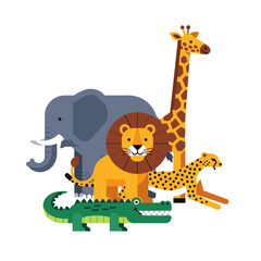 Wild Safari Animals Collection Vector Graphic Design