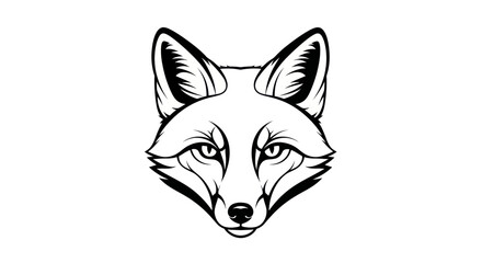 Fototapeta premium Fox head illustration bold black and white vector graphic on white background