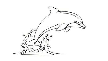 Fototapeta premium Jumping Dolphin Outline Illustration