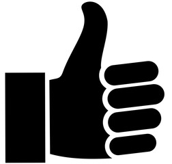 Business approval and positive feedback symbol, minimalist hand gesture icon Corporate hand gesture showing thumb up, success and agreement sign