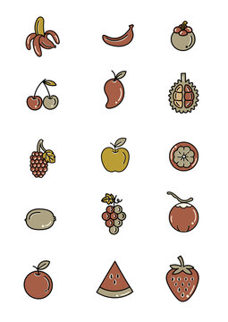 set of fruits and berries