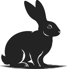 Fototapeta premium A simple black silhouette of a rabbit in a seated position