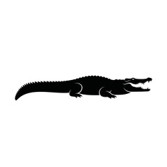 Fototapeta premium Silhouette of a Crocodile Reptile Wild Animal Vector Illustration Isolated