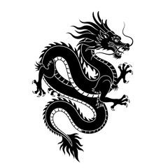 Naklejka premium Silhouette of a Chinese Dragon Zodiac Symbol Fantasy Vector Illustration