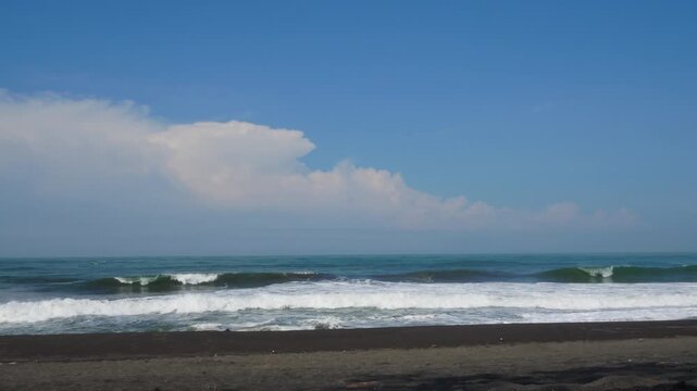 Seascape of Pantai Baru Beach in Bantul Yogyakarta, Indonesia, April 2024