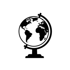 Silhouette of a Globe World Map Stand Geography Icon Vector