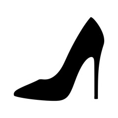 High Heels Stiletto Shoe Silhouette Icon Vector Illustration Isolated on White Background