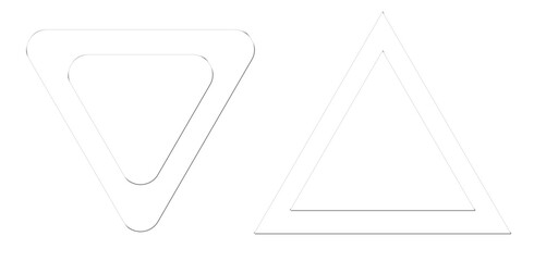 White Outlined Glass Triangle Shapes with Drop Shadow isolated PNG with Transparent Background