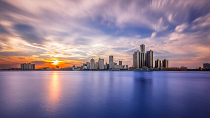 Fototapeta premium Detroit CBD from Windsor, Ontario