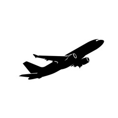 Airplane Jet Plane Silhouette Vector Icon Isolated Travel Flight Symbol
