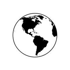 Planet Earth Globe Americas Silhouette Vector Icon Isolated World Map