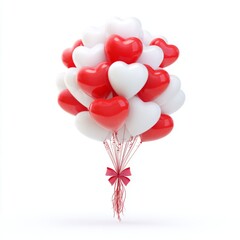 Colorful Heart-Shaped Balloons in Red and White for Romantic Celebrations and Festive Events