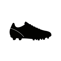Soccer Cleats Silhouette - Football Boots Vector Icon - Black Sport Shoes Shape Isolated on White for Team Design