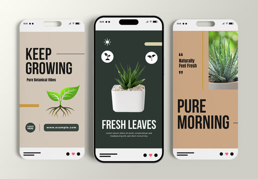 Natural Botanical Plant Social Media Post Template Design